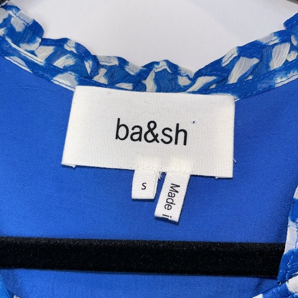 ba&sh Ruffle Bingo Giraffe Print Sheet Blouse Blue - Picture 5 of 12